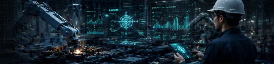 Industrial AI expert monitoring a robot production line