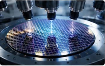 Semiconductor wafer under precision optical inspection