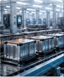 EV battery modules on an automated production line